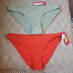 Xhilaration 2 pairs of bikini bottoms size M(4-6) red and green